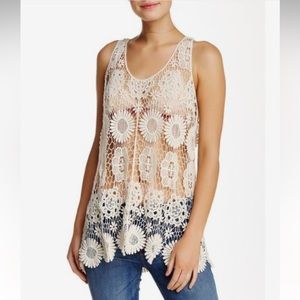 EUC E&K Brand Romeo & Juliet Couture Floral Crochet Tank